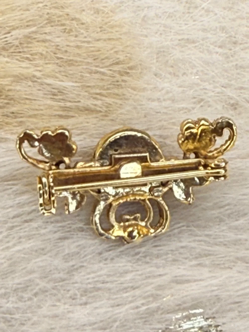 Vintage Victorian‎ Rose Brooch Floral Filigree Arch Seed Pearl Feminine Pink
